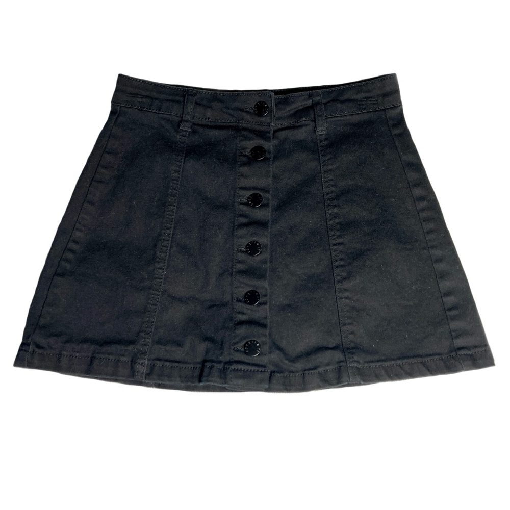 Forever 21 Mid-Rise Front Button-Up Mini Skirt Black Size 24